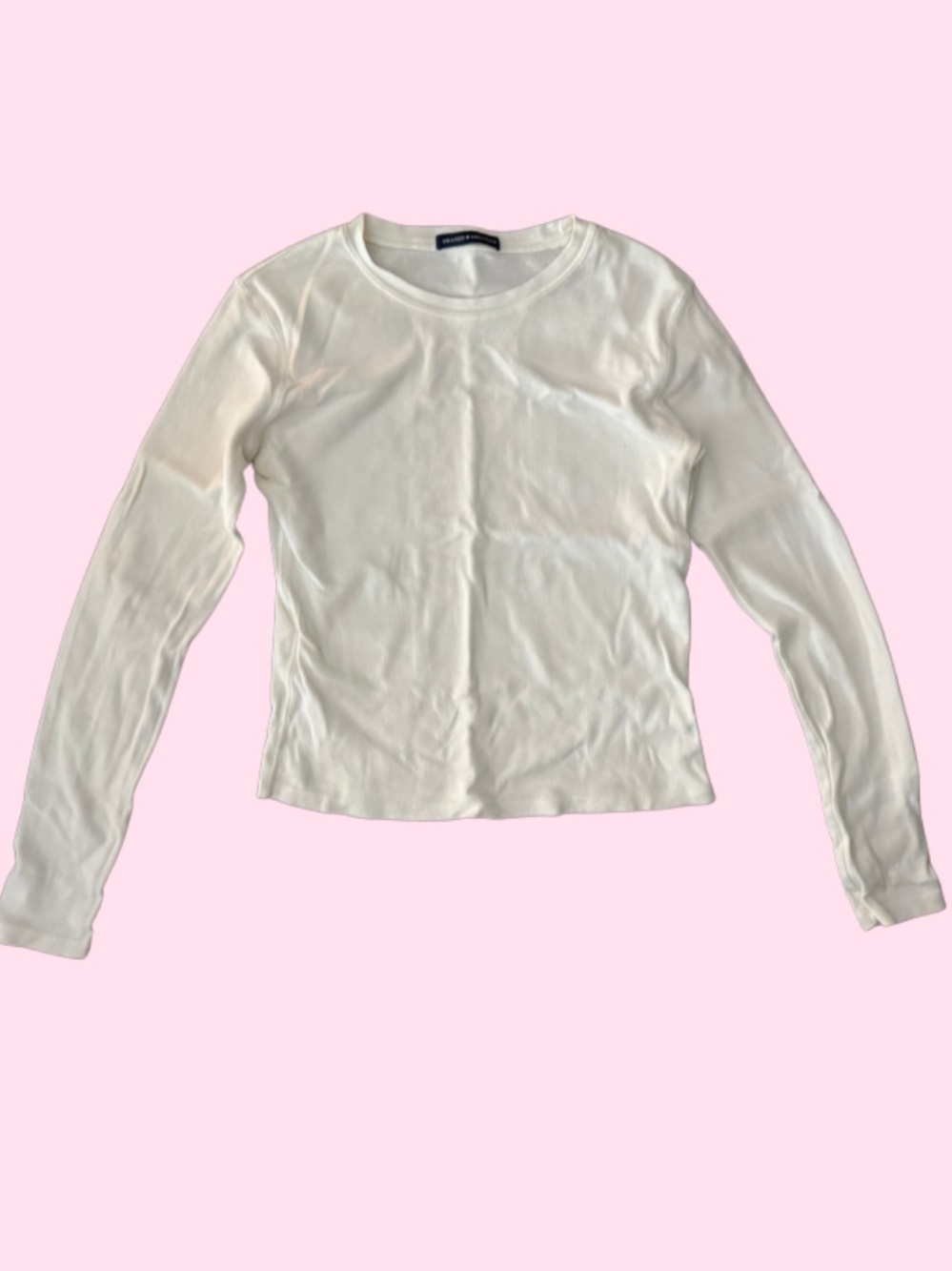 brandy Melville  white  Long-Sleeve Crewneck Top